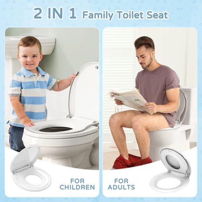 YASFEL Built in Potty Training Toilet Seat for Toddlers, Kids & Adults Biscuit Plastic Toilet Seats Elongated Slow Close with Magnets(Almond, 18.5”)