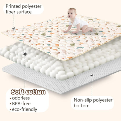 Baby Play Mat, 50x50 Playpen Mat with Super Soft Touch, Activity Mats with Upgraded Anti-Slip Bottom, Machine Washable Crawling Mats for Floor & Picnic (Animal Alphabets)