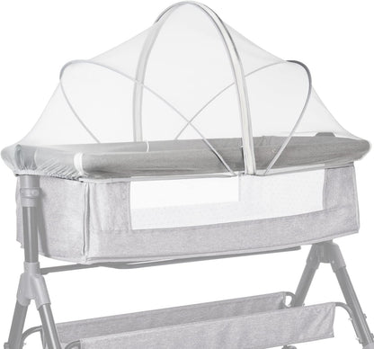 Bassinet Cover Mosquito Net for Babies to Keep Insects/Bugs/Cats Out, Toddler Bassinet/Bedside Sleeper/Crib Net with Two-Way Zippers & Storage Bag, Breathable Mesh Holes, White