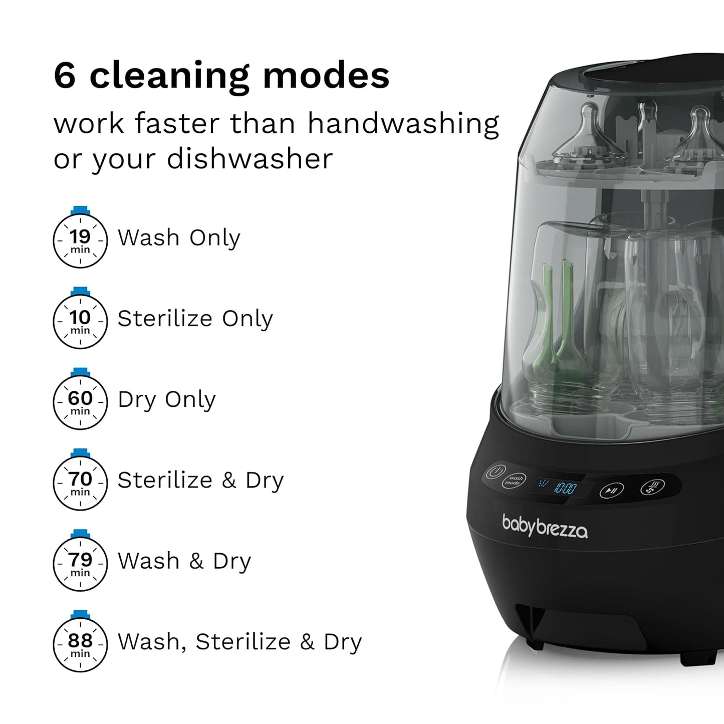 Baby Brezza Bottle Washer Pro - Baby Bottle Washer, Sterilizer + Dryer - All in One Machine Cleans Baby Essentials, Bottles + Pump Parts – Appliance Replaces Bottle Brushes & Drying Racks, Charcoal