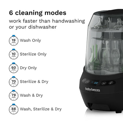 Baby Brezza Bottle Washer Pro - Baby Bottle Washer, Sterilizer + Dryer - All in One Machine Cleans Baby Essentials, Bottles + Pump Parts – Appliance Replaces Bottle Brushes & Drying Racks, Charcoal