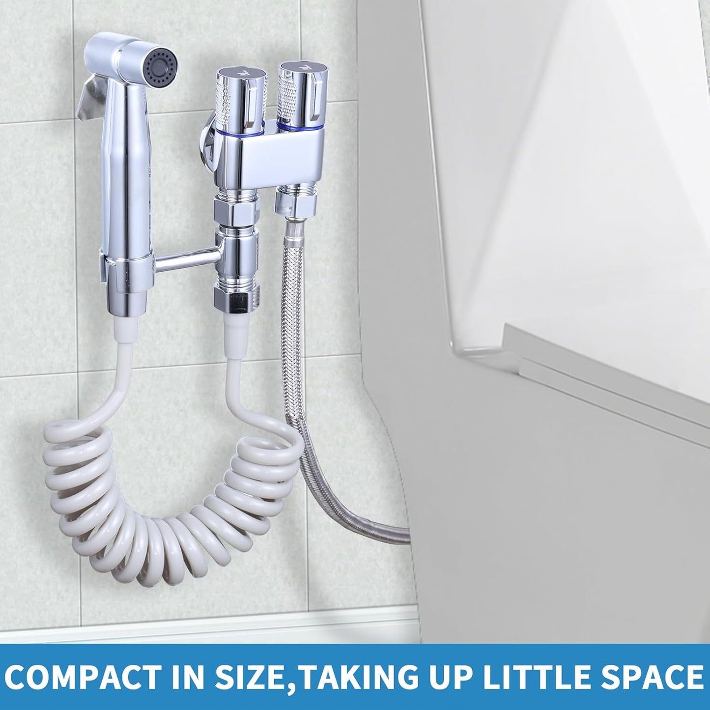 Handheld Toilet Bidet Sprayer for Toilet, Muslim Shower Bidet Toilet Hose Sprayer Kit, Jet Spray Bidet Attachment Connected to Faucet for Cloth Diaper Care and Feminine Wash (Silver)