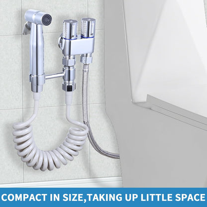 Handheld Toilet Bidet Sprayer for Toilet, Muslim Shower Bidet Toilet Hose Sprayer Kit, Jet Spray Bidet Attachment Connected to Faucet for Cloth Diaper Care and Feminine Wash (Silver)