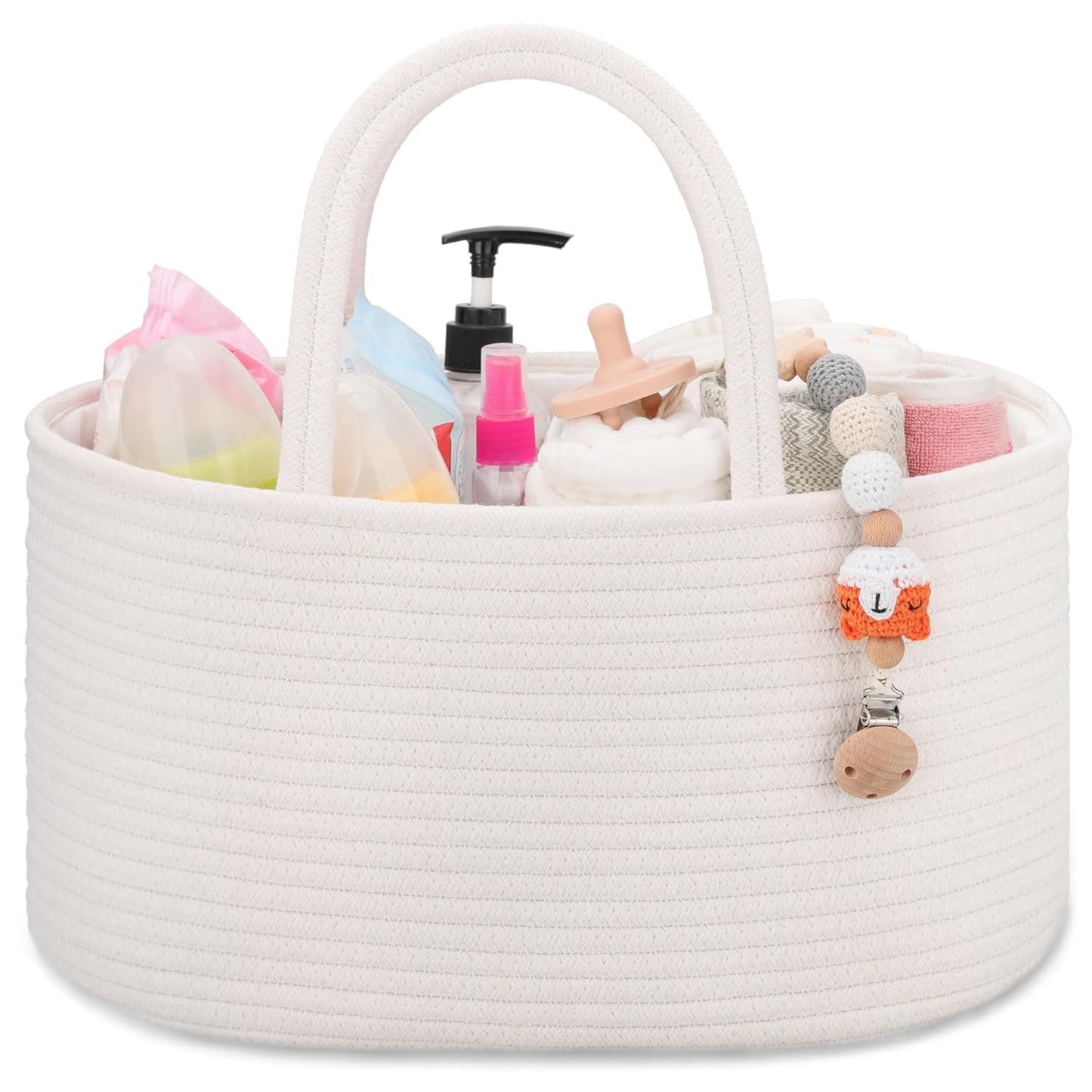 COMSE Baby Diaper Caddy Organizer, Car Caddy, Diaper Change Organizer, Gift Baskets Empty, Portable Tote Bag with Divider, Baby Shower Gifts Newborn Essentials Registry Must Have, Light pink