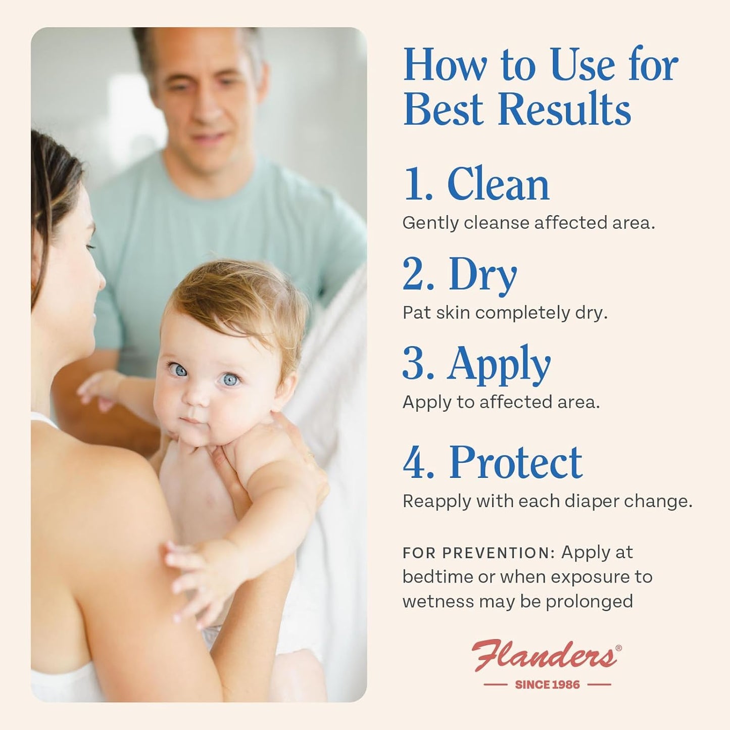 Flanders Buttocks Ointment – Zinc Oxide Diaper Rash Cream, 4oz Tube, Thick Barrier Paste for Baby & Adult Skin, Heat Rash, Chafing & Irritation Relief