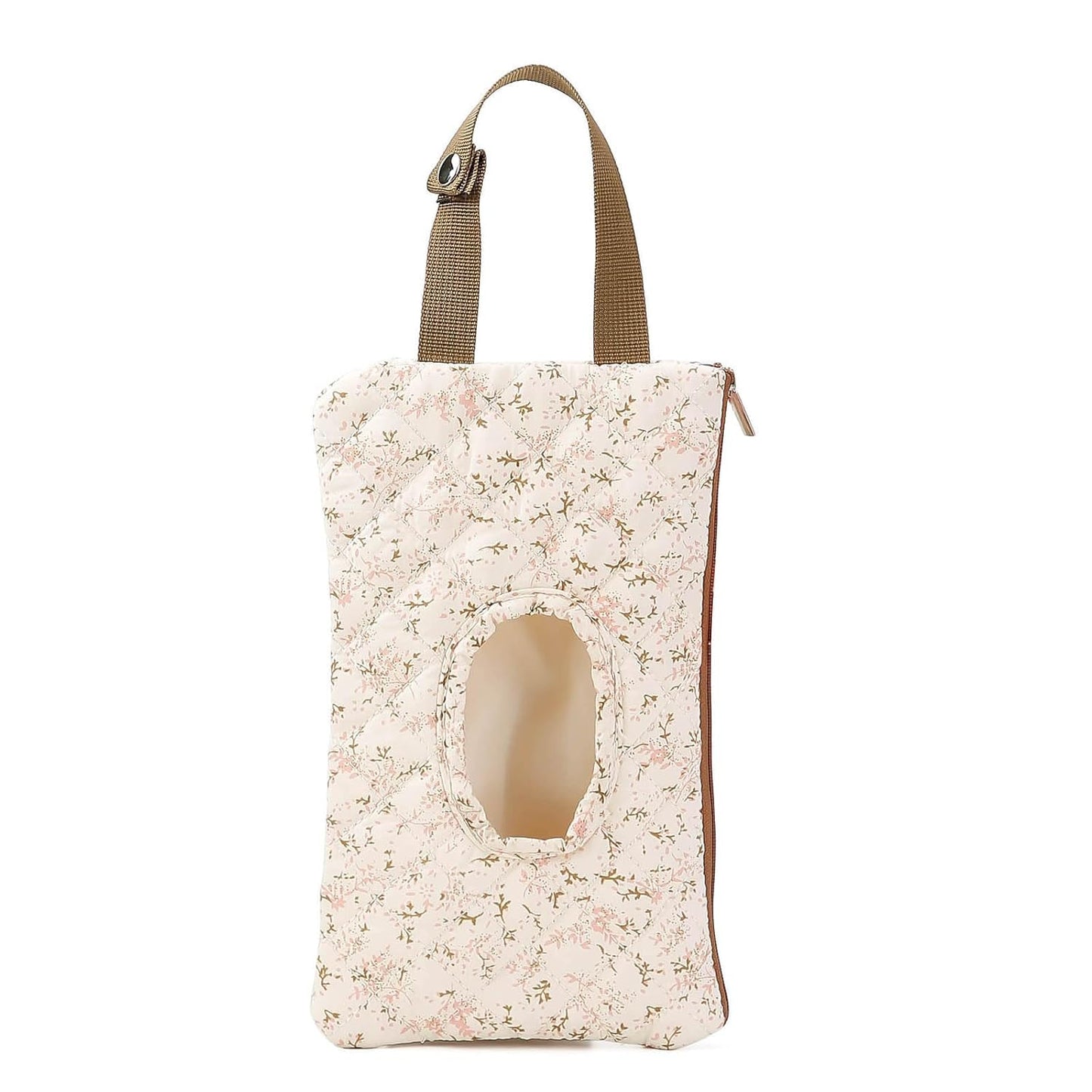 Quilted Baby Diaper and Wipes Pouch Portable Mommy Bag for Stroller Reusable Wipes Pouch with Lanyard for Casual Travel (Beige)