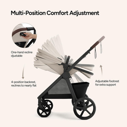 Mompush Ultimate2 Baby Stroller, Premium Convertible Full-Size Stroller for Toddler, Reversible Seat with One Hand Recline Adjustment, Car Seat Adapter Included