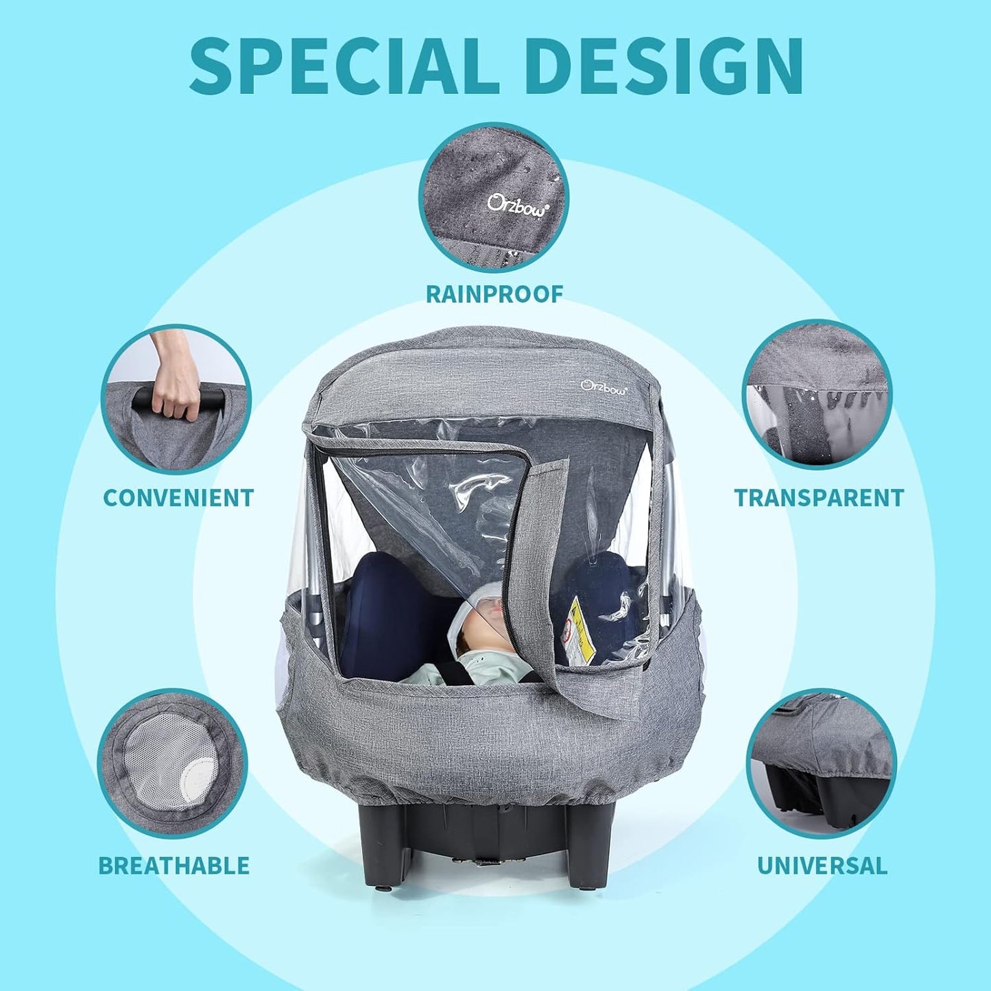 Car Seat Rain Cover, Compatible with Doona Infant Car Seat Stroller, Universal Rain Cover with Window for Waterproof, and Windproof, Breathable Baby Travel Weather Shield Stroller Accessories, Black