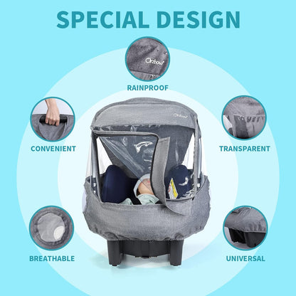 Car Seat Rain Cover, Compatible with Doona Infant Car Seat Stroller, Universal Rain Cover with Window for Waterproof, and Windproof, Breathable Baby Travel Weather Shield Stroller Accessories, Black