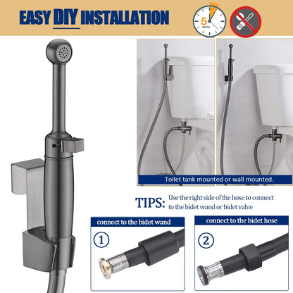 SonTiy Handheld Bidet Sprayer for Toilet, All Metal Cloth Diaper Toilet Sprayer Bidet Attachment with Backflow Preventer, Adjustable Water Jet Spray, 7.2" Brass Hand Held Bidet Wand, Chrome