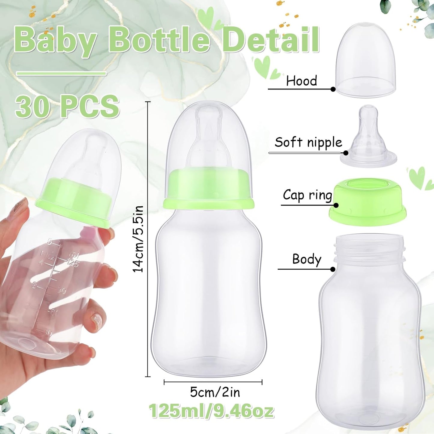 SiliFine 30 Pcs Baby Shower Favors Party Bottle Chug Game Mini Bottles Gift Sets for Gender Reveal Birthday Party Supplies Gift (Pink)