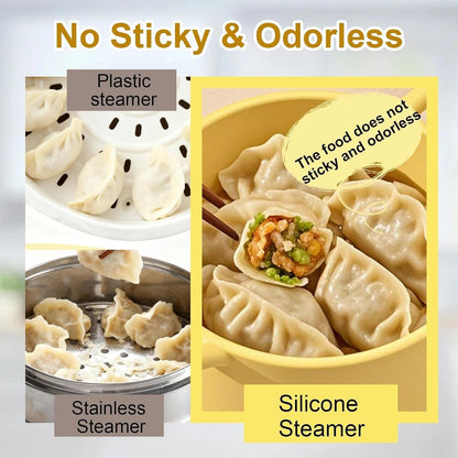 Small Silicone Steamer Microwave, Steamer for Baby Food Maker, Vegetable, Egg, 100% Food Grade Silicone Microwave Bowl with Lid and Handle, Non-stick, Easy Clean, Dishwasher Safe, 19oz