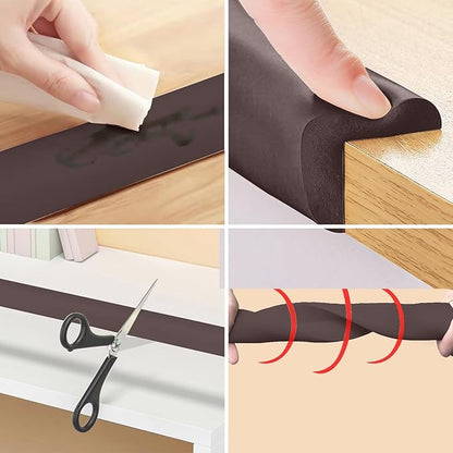 Baby Proof Corners and Edges, Soft Foam Strip Baby Proofing Guards(12.0ft Edge+4corners) 3M Adhesive for Table, Furniture, Sharp Edges Protection. Bumper Guards