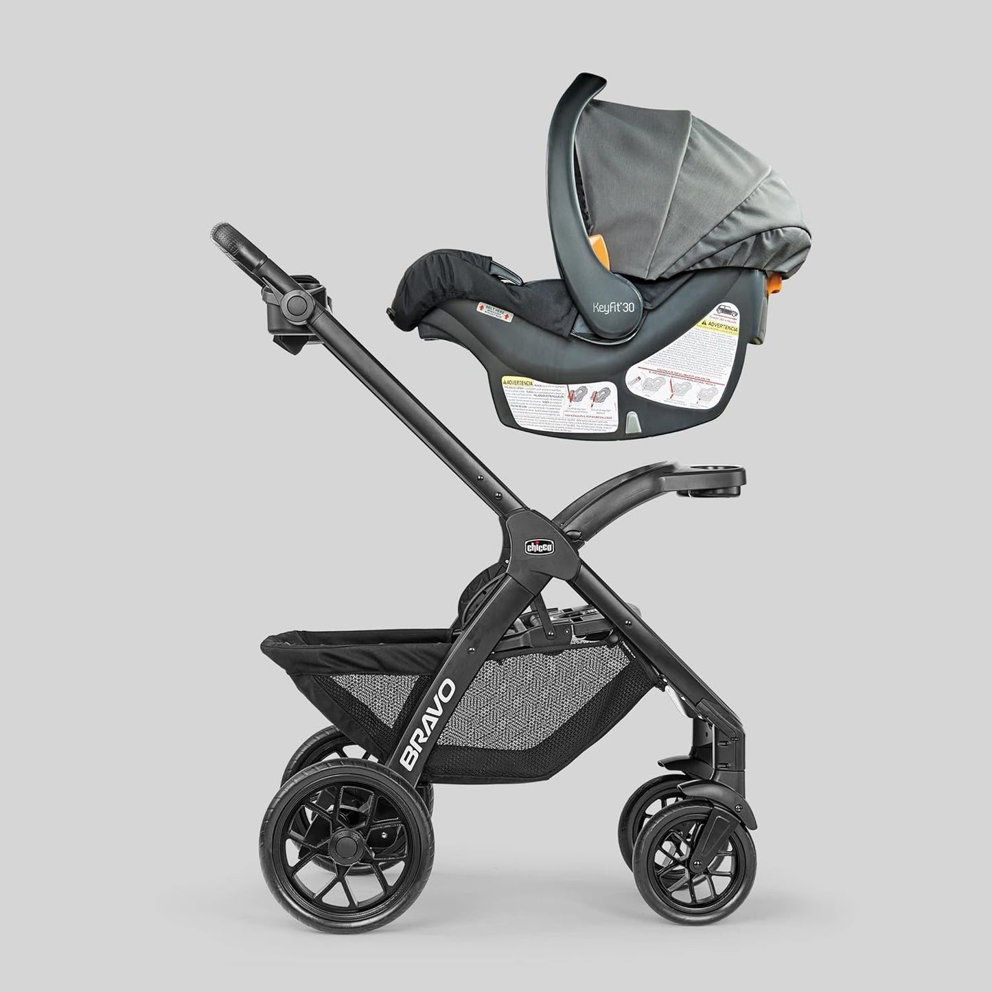 Chicco Bravo LE ClearTex Full-Size Stroller for Babies and Toddlers, UPF-Rated Canopy, GREENGUARD Gold Certified, Lightweight, One-Hand Compact Fold, Pewter/Grey