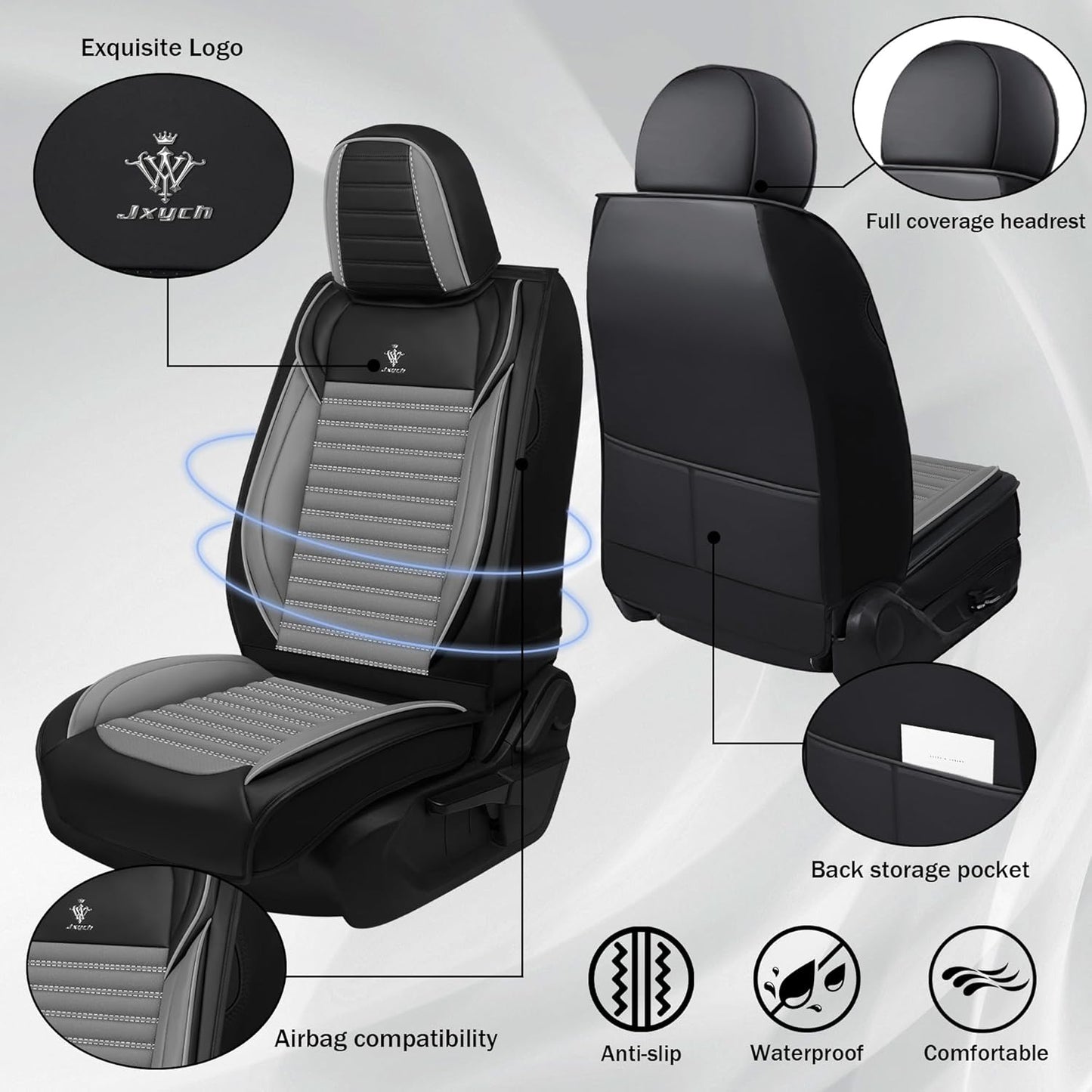 Seat Covers Fit for Mini Convertible 2009-2025 Premium Leather Car Seat Covers, Waterproof Non-Slip and Airbag Compatible, Fashion Car Seat Protector (Black Red,Front Set with Pillow)