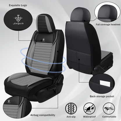 Seat Covers Fit for Mini Convertible 2009-2025 Premium Leather Car Seat Covers, Waterproof Non-Slip and Airbag Compatible, Fashion Car Seat Protector (Black Red,Front Set with Pillow)