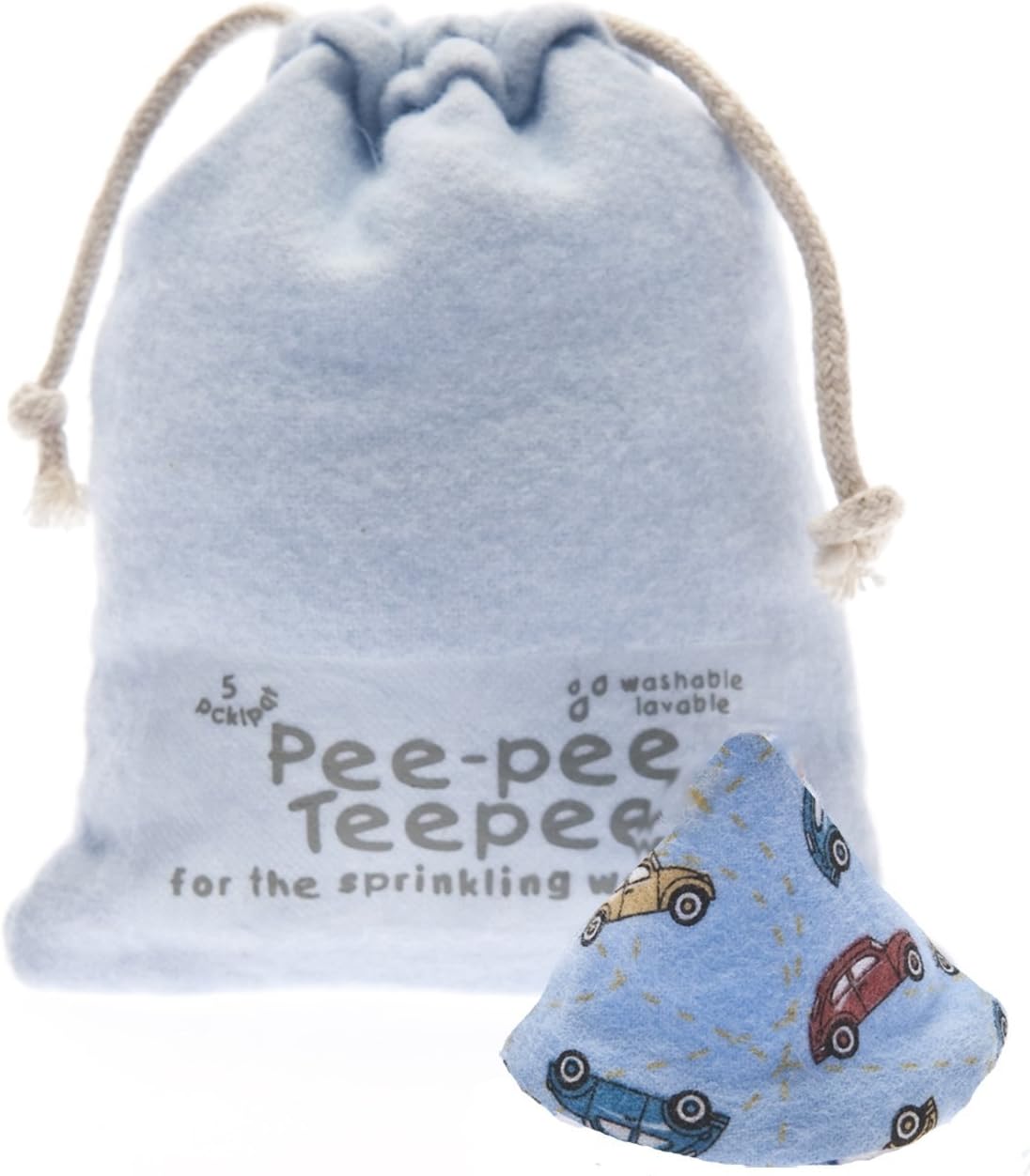 Beba Bean - Pee Pee Teepee for Baby Boy - Reusable & Washable Pee Shield for Diaper Changing - Baby Shower Gifts for Boys - Li’l Monkey Cotton Cloth - Laundry Bag - Set of 5 Covers