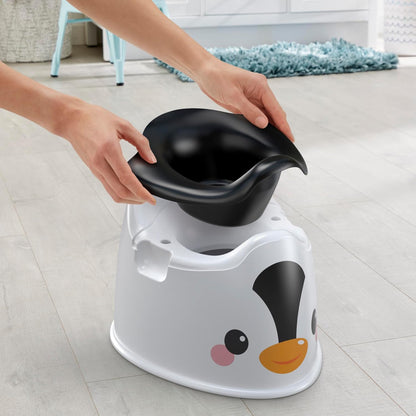 Fisher-Price™ Toddler Toilet Penguin Potty Training Seat, Portable Chair with Handles for Kids and Removable Bowl