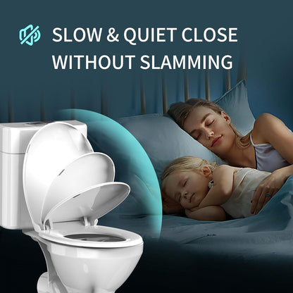 Potty Training Toilet Seat, 16.5" Round White Seat with Built-In Toddler Function, Design for Both Child and Adult,with Detachable Seat Stable .Safe PP Material,Slow Close,Magnets- Round,Easy Install