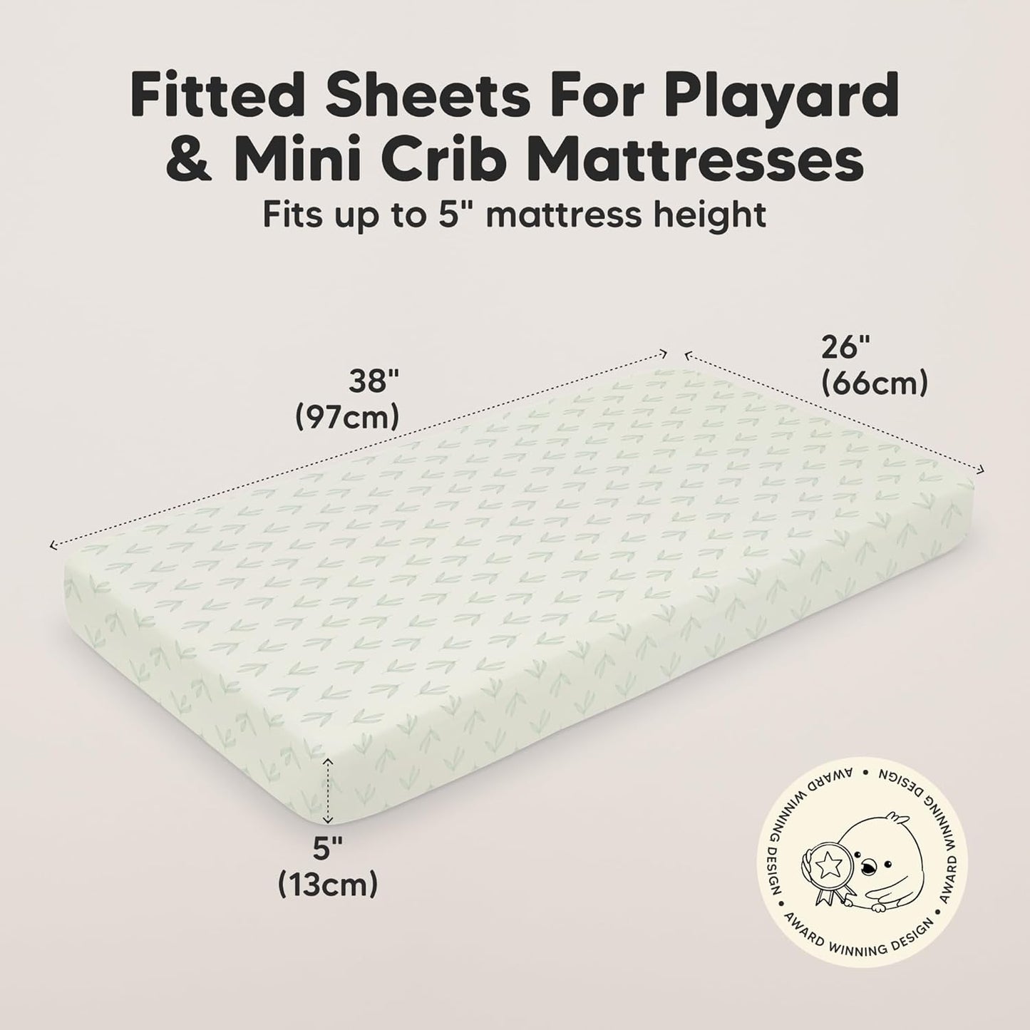 2-Pack Mini Crib Sheets Fitted - 38x26 Pack N Play Sheets for Pack and Play Mattress, Organic Cotton, Soft & Breathable Playard Bedding, Neutral Mini Toddler Bed Cover for Boys, Girls (Dragon Tale)