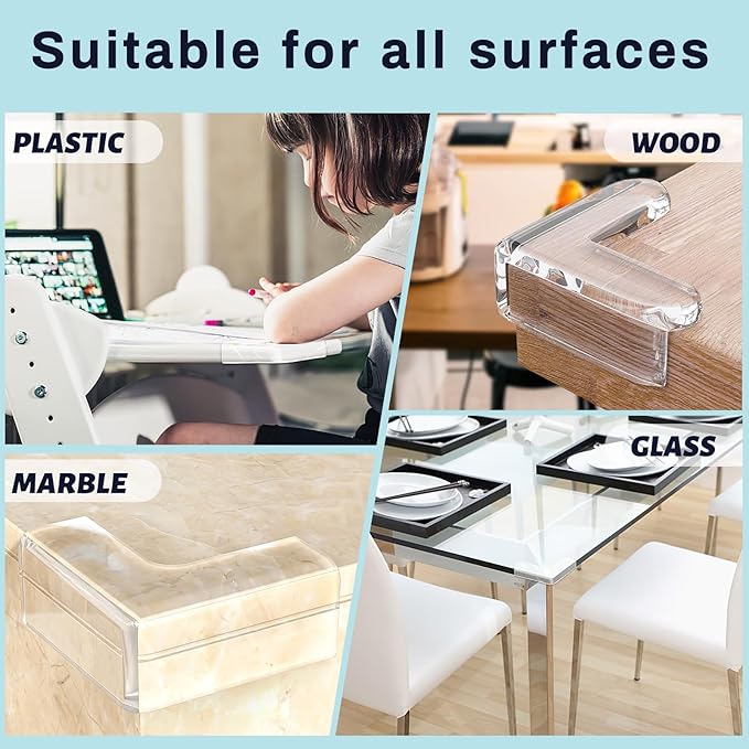 23 Pack Corner Protector, Table Protectors, Clear Furniture Edge Safety & Corner Guards Bumpers Cushion to Cover Sharp Furniture & Table Edges