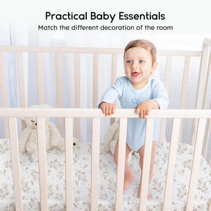 Yoofoss Pack and Play Sheets Fitted, Mini Crib Sheets 2-Pack for Pack N Play Mattress, Stretchy Playard Sheet, Soft and Breathable Green+Giraff