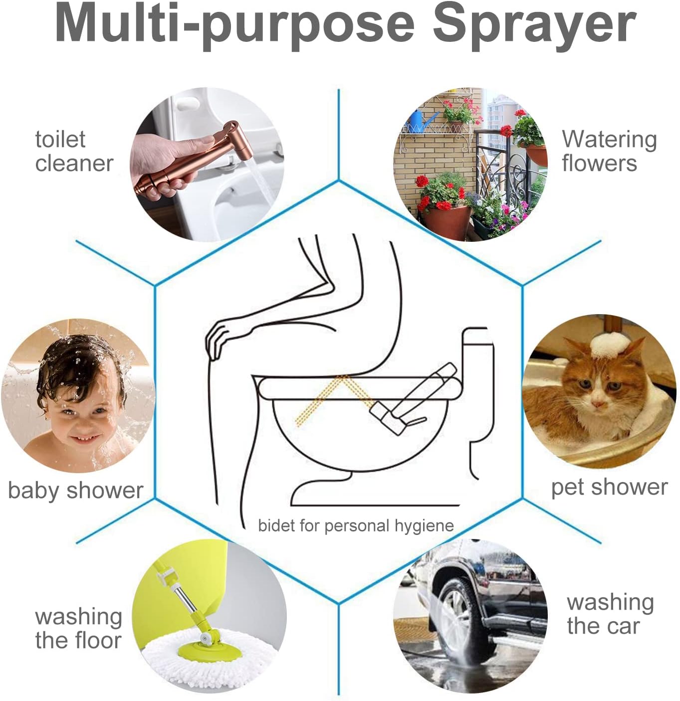 Bidet Sprayer for Toilet & Cloth Diaper Changing - Handheld, Adjustable Pressure Rose Gold