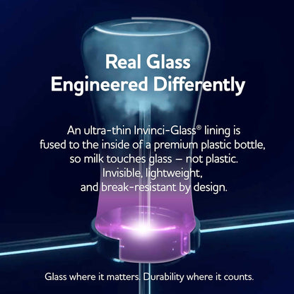 Chicco Duo 9oz Hybrid Baby Bottle, Real Glass Inside, Lightweight Plastic Outside, Patented Invinci-Glass Technology, Intui-Latch Nipple, 2-Pack, Clear/Pink