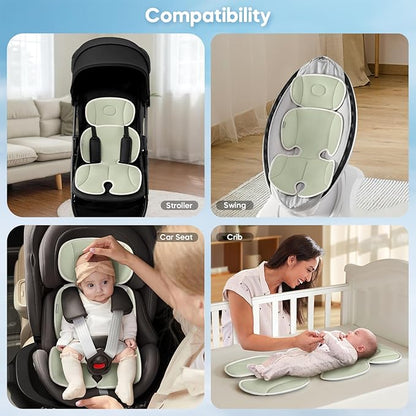 Baby Stroller Cooling Pad Universal Soft Cooler Pad Breathable Adjustable Car Seat Liner Detachable 2-Piece Cooling Cushion Fits Strollers, Car Seat, High Chair, Bassinet, Swing