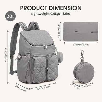 G4Free Diaper Bag Backpack for Moms Dads Travel Baby Bag with Pacifier Case & Insulated Pockets,Grey