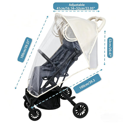 Clear Stroller Rain Cover, Universal Stroller Accessories, Waterproof Travel Weather Shield Breathable Baby Stroller Cover, Safety EVA Protect from Wind, Dust, Snow