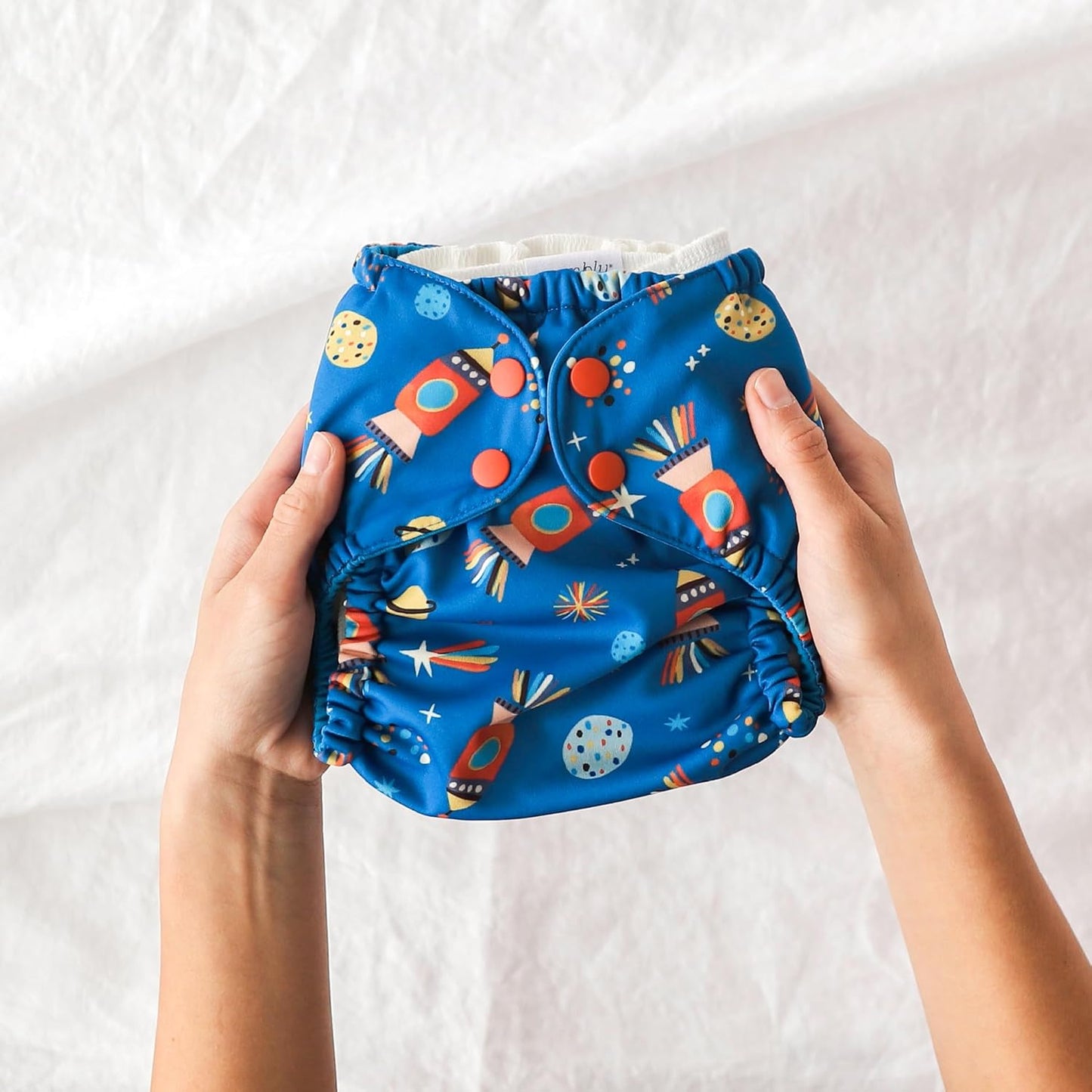 Esembly Cloth Diaper Cover - Reusable Swim Diaper, Waterproof, Breathable - Adjustable Outer Layer Over Absorbent Inner for Blowout Protection - Sea Glass, Size 2 (18-35lbs)