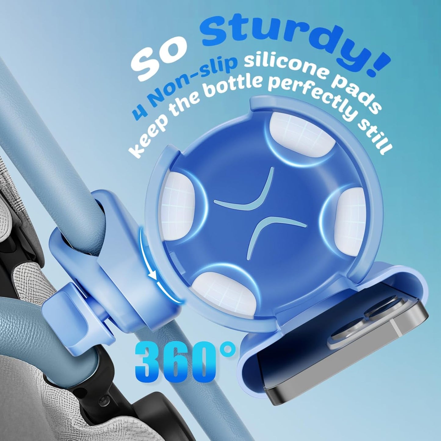 Guiseapue Cup Holder for Walker: Stroller Cup Holder Attachment with Phone Holder, Wheelchair/Stroller Accessories for Rollator, Bike, Scooter, Baby Essentials, First Mother‘s Day Gifts for New Mom