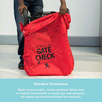 J.L. Childress Gate Check Bag for Single & Some Double Strollers - Travel Bag for Airplane, Fits Most Standard Baby Strollers, Airport Accessories for Gate Check, Flying Essentials - Red