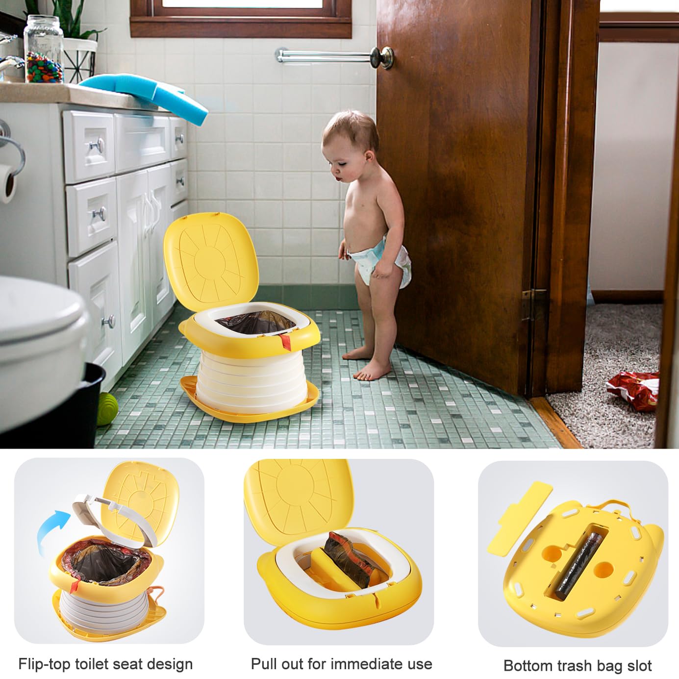 Travel Potty for Toddler Portable Foldable Potty Training Toilet for Boys Girls Baby Kids Children Indoor Outdoor,Pink