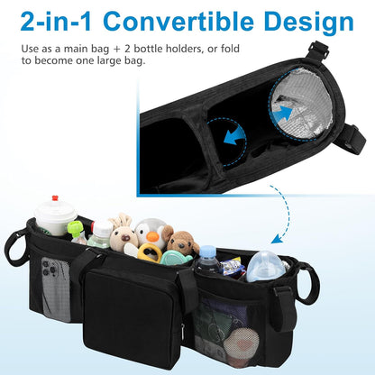 Accmor Double Stroller Organizer for Bob Duallie and Baby Jogger City Mini GT2, Double Baby Stroller Caddy Bag Organizer Accessories