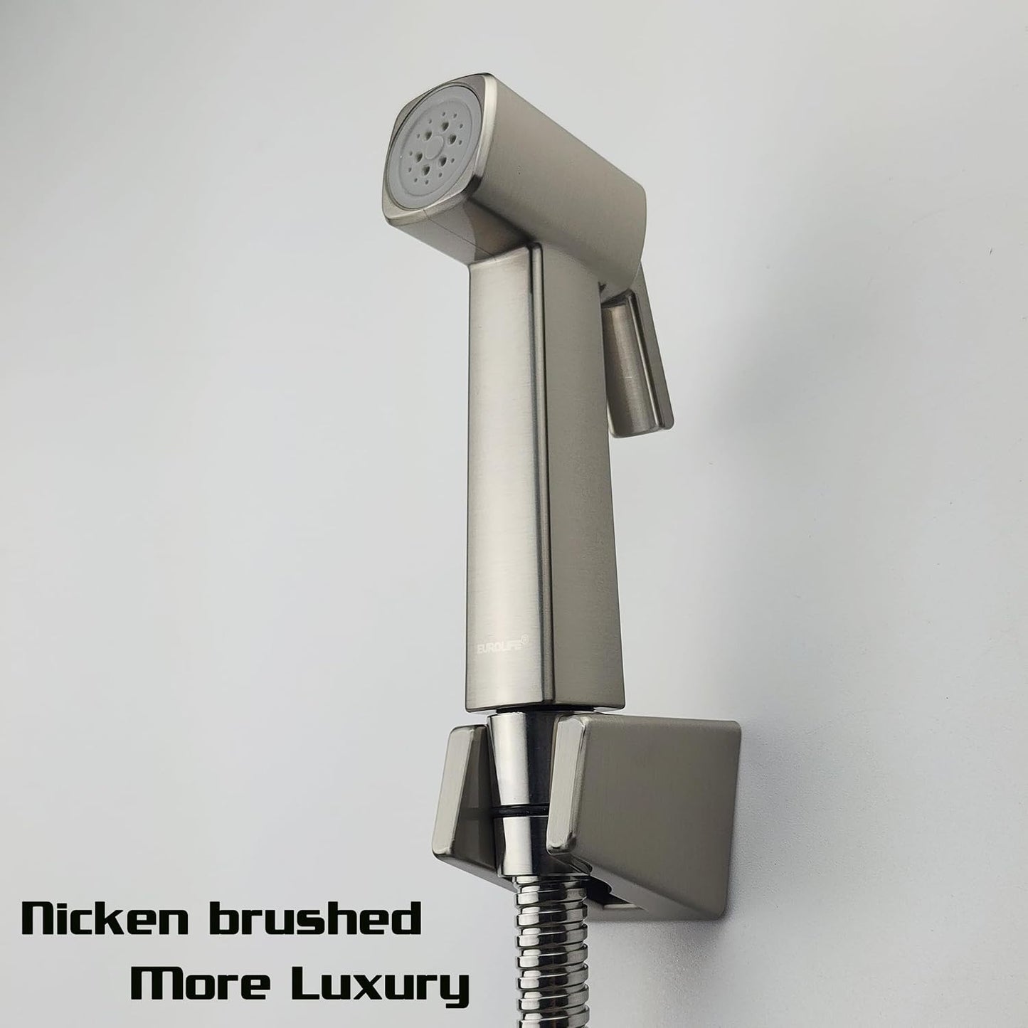 Handheld Toilet Bidet Sprayer with Lockable Push Button, Bidet Hose for Feminine Wash, Cloth Diaper for Baby Wash, ABS Material with Niken Brushed Color
