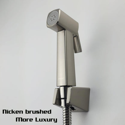 Handheld Toilet Bidet Sprayer with Lockable Push Button, Bidet Hose for Feminine Wash, Cloth Diaper for Baby Wash, ABS Material with Niken Brushed Color