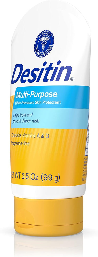 Desitin Multipurpose Adult & Baby Healing Ointment Tube with Petroleum Jelly for Treatment & Relief of Diaper Rash, Dry Skin, Chafing, & Minor Burns for Infants and Kids, FSA/HSA Eligible, 3.5 oz