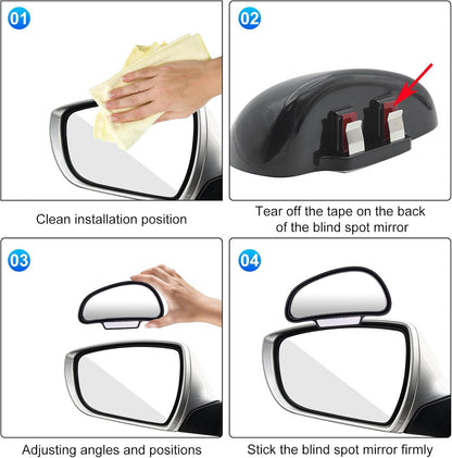 Blind Spot Mirror Adjustable 360 Degree Car Side Mirror, HD Glass Rear View Exterior Accessories Frame Thickness Less than 5MM for Car SUV (long-armed Right)