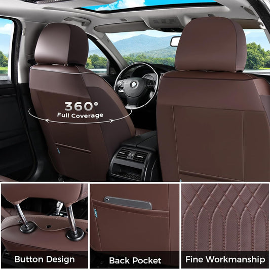 FLORICH Car Seat Covers Front Seat, Leather Seat Covers for Cars, Car Seat Protector Waterproof, Universal Automotive Seat Covers, Front Car Seat Cover Fit for Most Sedans SUV Pick-up Truck