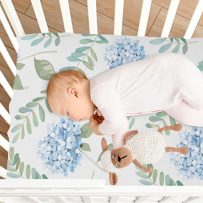 Fitted Crib Sheets White Bears with Clouds Stretchy Portable Playard Sheets for Baby Toddler, Breathable Soft Mini Crib Mattress 39 x 27 in for Boys and Girls