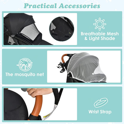 INFANS Lightweight Baby Stroller, Compact Infant with One-Hand Fold, Travel Stroller for Airplane with Cup Holder, Canopy 5-Point Harness Foot Cover for 6-36 Month