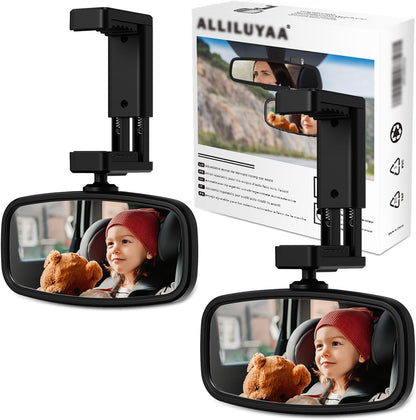 360-Degree Baby Car Mirror for Rear-Facing Seats,Kids Safety Mirrors with Tool-Free Installation,Kids Rear View Mirror BPA-Free Shatterproof & ASTM Certified (Adjustable 14"-22") (1 pack)