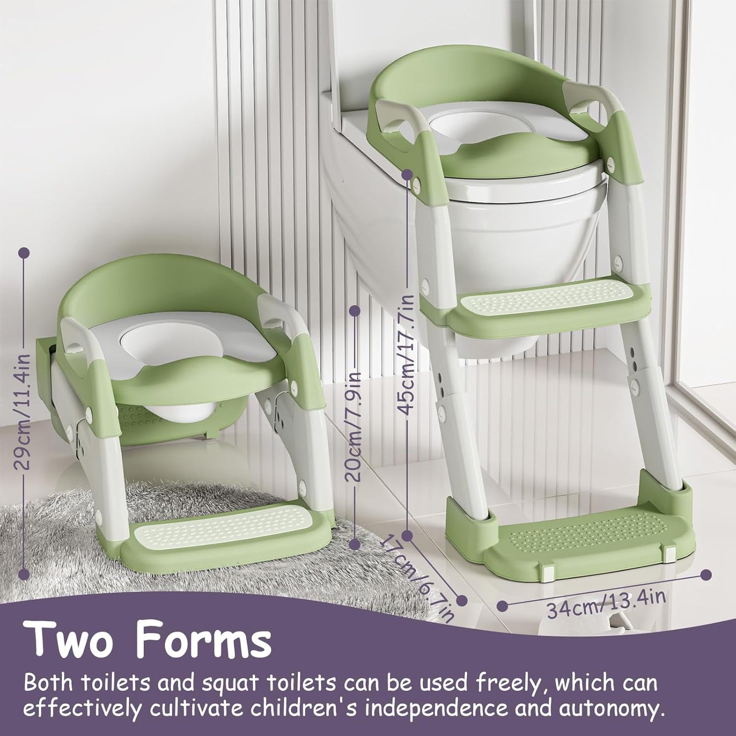3-in-1 Potty Training Seat with Ladder Toddler Toilet Ladder Kid’s Toilet Chair for Little Boys Girls, with Urinals, Toddler Anti-Slip Step Stool Ladder and Splash Guard - Grey