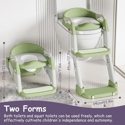 3-in-1 Potty Training Seat with Ladder Toddler Toilet Ladder Kid’s Toilet Chair for Little Boys Girls, with Urinals, Toddler Anti-Slip Step Stool Ladder and Splash Guard - Grey
