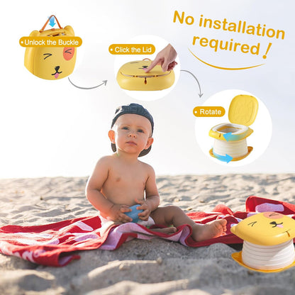 Travel Potty for Toddler Portable Foldable Potty Training Toilet for Boys Girls Baby Kids Children Indoor Outdoor,Pink