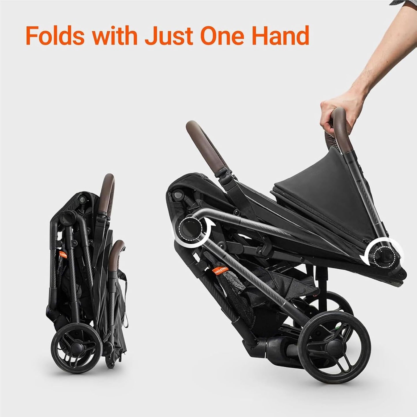 MAMAZING Ultra Air Lightweight Baby Travel Stroller with Carbon Fiber Frame, Compact & Airplane-Friendly, One-Handed Fold, 11.6 lbs, Perfect for Toddlers, Grey