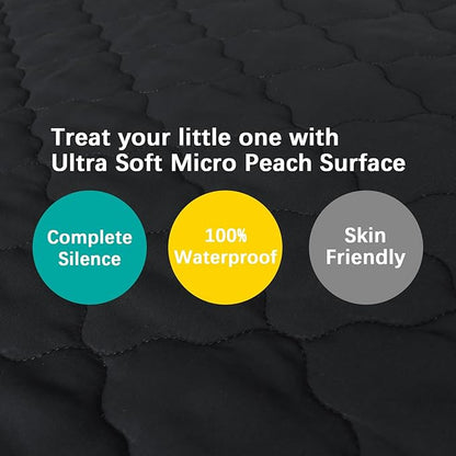 Pack and Play Mattress Protector Sheets Fitted Waterproof Playard Mattress Pad Cover, Compatible with Graco Pack n Play & Dream On Me & Pamo Babe, Playpen/Playard Sheet, Black, 39" x 27"