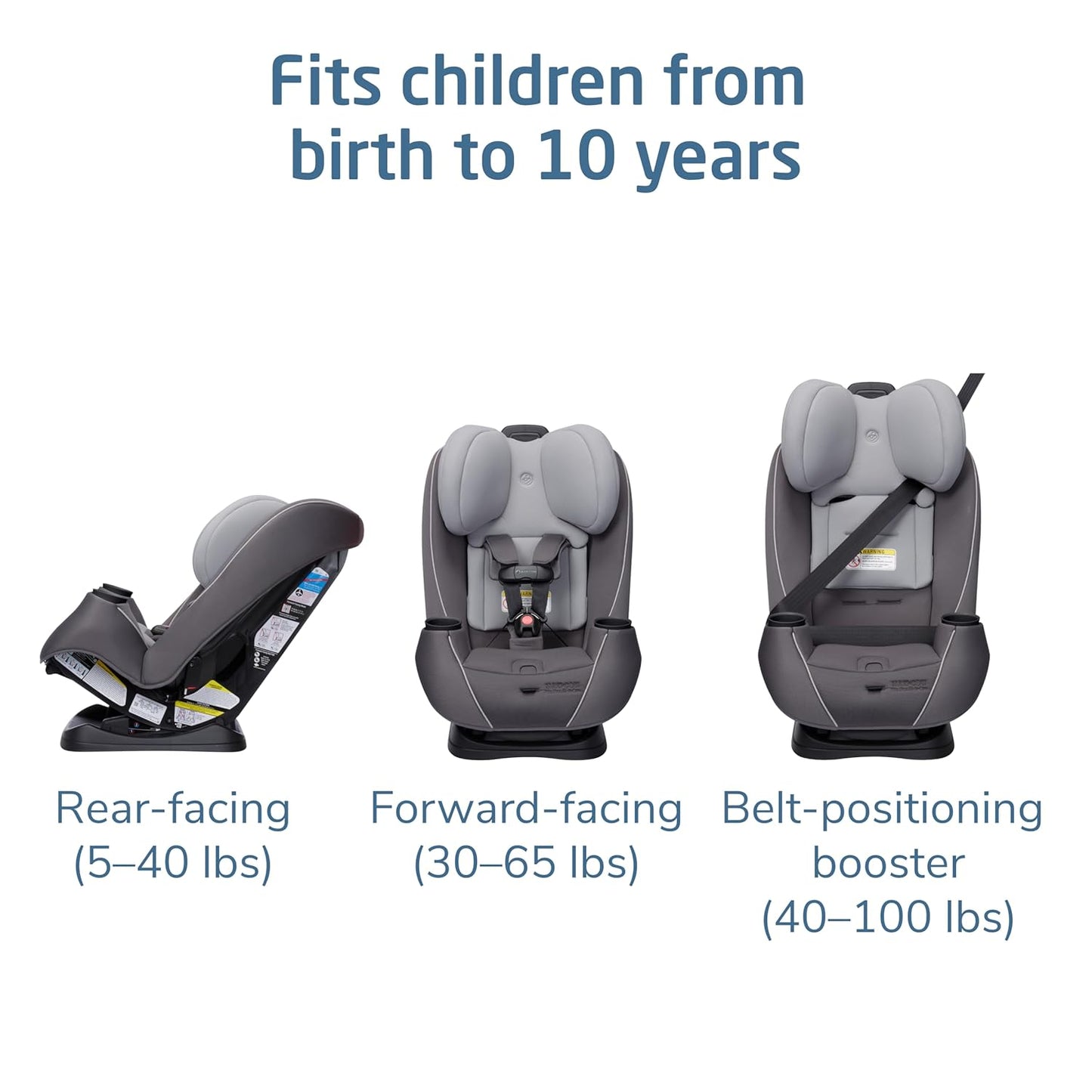 Maxi-Cosi Pria Max 3-in-1 Convertible Car Seat, Infant to Toddler Car Seat, ClipQuick Magnetic Chest Clip, Quick-Install Latch, Machine-Washable Cover, 5-100 lbs, Oyster Shell